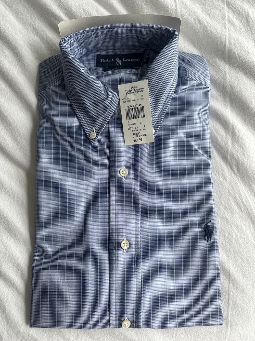 Ralph Lauren Blue Micro-Check Button-Down Shirt